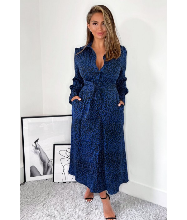 Blue Animal Print Long Sleeve ...