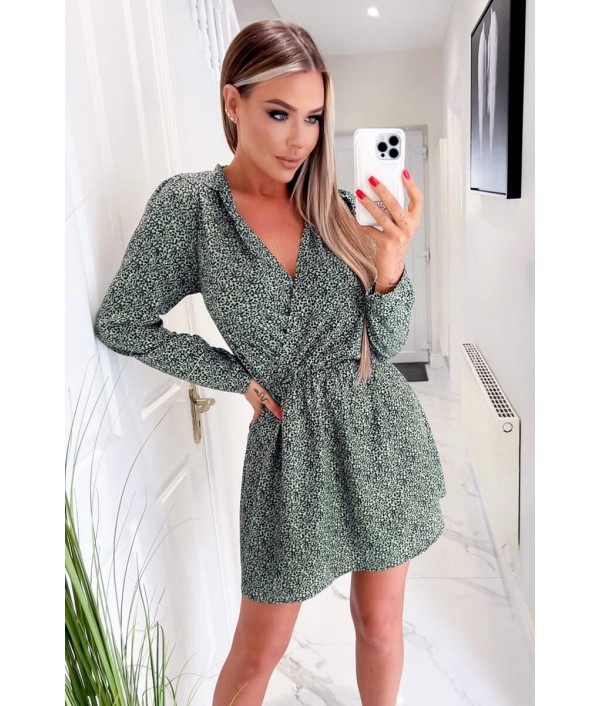 Sage And Black Printed Long Sl...