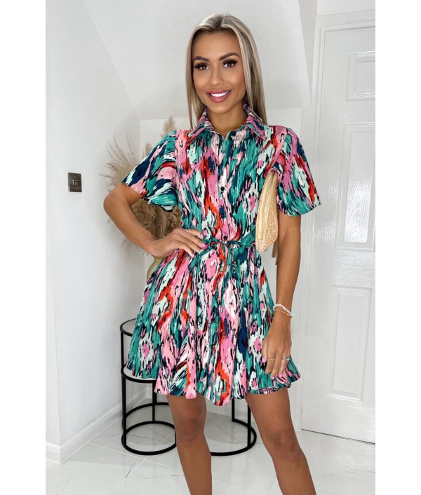 Multi Abstract Printed Short S...