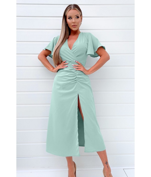 Duck Egg Ruched Split Leg Midi...