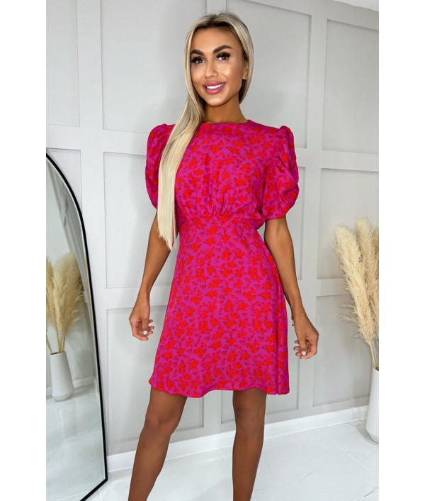 Pink And Red Floral Printed Pu...