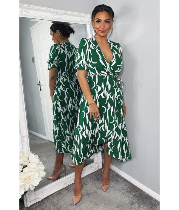 Green And White Printed Wrap S...